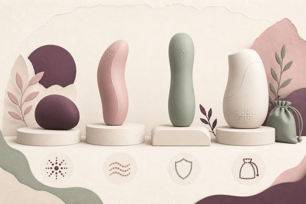 Womanizerモデル比較を抽象的な4つのシルエットで表したイラスト